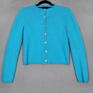 Luca Luca Cardigan Sweater Womens Small Blue Cashmere Button Front Knit Crewneck